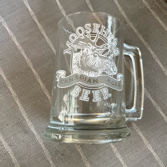 Moosehead Canadian Lager Beer Stein Glass Mug With White Frosted Logo 14 Oz EUC - Picture 1 of 4